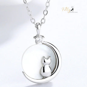 www.KittySensations.com Mother-of-Pearl Moon Kitty Necklace in Solid 925 Sterling Silver (Platinum or Gold Plated) ($35.85): https://www.kittysensations.com/products/mother-of-pearl-moon-kitty-necklace-in-solid-925-sterling-silver-platinum-or-gold-plated?variant=40121008848962