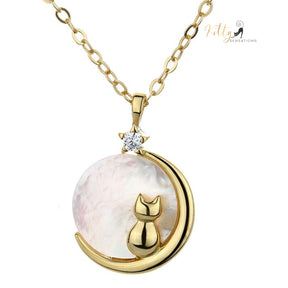 www.KittySensations.com Mother-of-Pearl Moon Kitty Necklace in Solid 925 Sterling Silver (Platinum or Gold Plated) ($35.85): https://www.kittysensations.com/products/mother-of-pearl-moon-kitty-necklace-in-solid-925-sterling-silver-platinum-or-gold-plated?variant=40121008848962