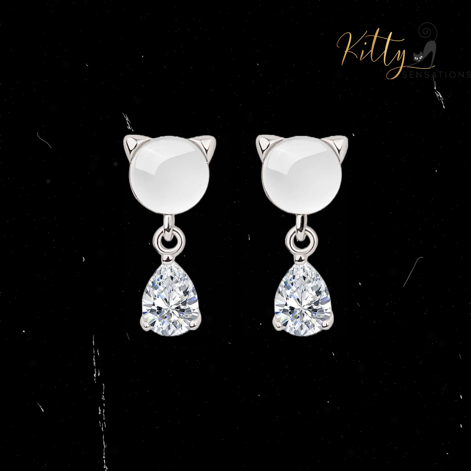 www.KittySensations.com Natural Chalcedony Kitty Stud and Drop Earrings in Solid 925 Sterling Silver ($27.97): https://www.kittysensations.com/products/natural-chalcedony-cat-stud-and-drop-earrings-in-solid-925-sterling-silver