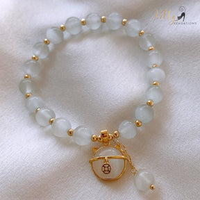 www.KittySensations.com Natural Opal with Golden Beads and Kitty Face Charm Bracelet ($24.40): https://www.kittysensations.com/products/natural-opal-cat-bracelet