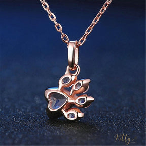 Natural Rose Quartz Cat Paw Set (Solid 925 Sterling Silver, 14K Rose Gold Plated)