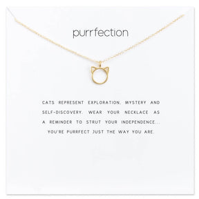 purffection cat necklace golden on card 