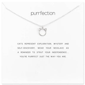 purffection cat necklace silver on card 