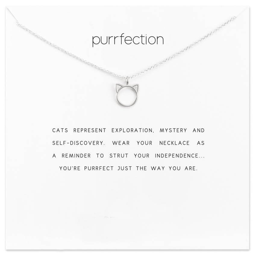 purffection cat necklace silver on card 