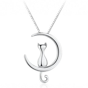 Moon Kitty Set in Solid 925 Sterling Silver