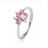 Pink Zircon Cat Paw Ring in Solid 925 Sterling Silver and 14K Gold Plating