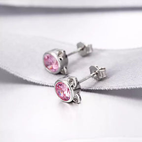 Pink Cat Earrings in Solid 925 Sterling Silver