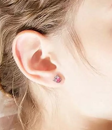 Pink Cat Earrings in Solid 925 Sterling Silver