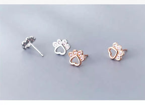 Purple Cat Pads Earrings in Solid 925 Sterling Silver (Rose Gold Plated)