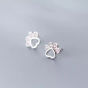 Purple Cat Pads Earrings in Solid 925 Sterling Silver (Rose Gold Plated)