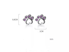 Purple Cat Pads Earrings in Solid 925 Sterling Silver (Rose Gold Plated)