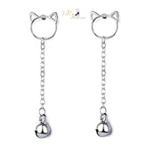 Purrfection Cat Earrings with Hanging Bell Charm