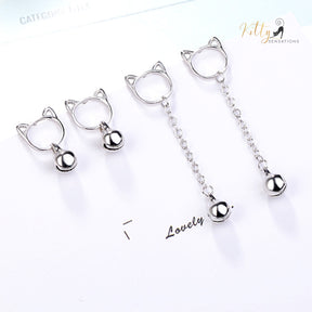 Purrfection Cat Earrings with Hanging Bell Charm