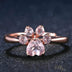 Cat Paw Rose Crystal Ring - Sterling Silver Adjustable Statement Ring For Cat Lovers, Rose Gold Plated