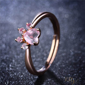 Natural Rose Quartz Cat Paw Set (Solid 925 Sterling Silver, 14K Rose Gold Plated)