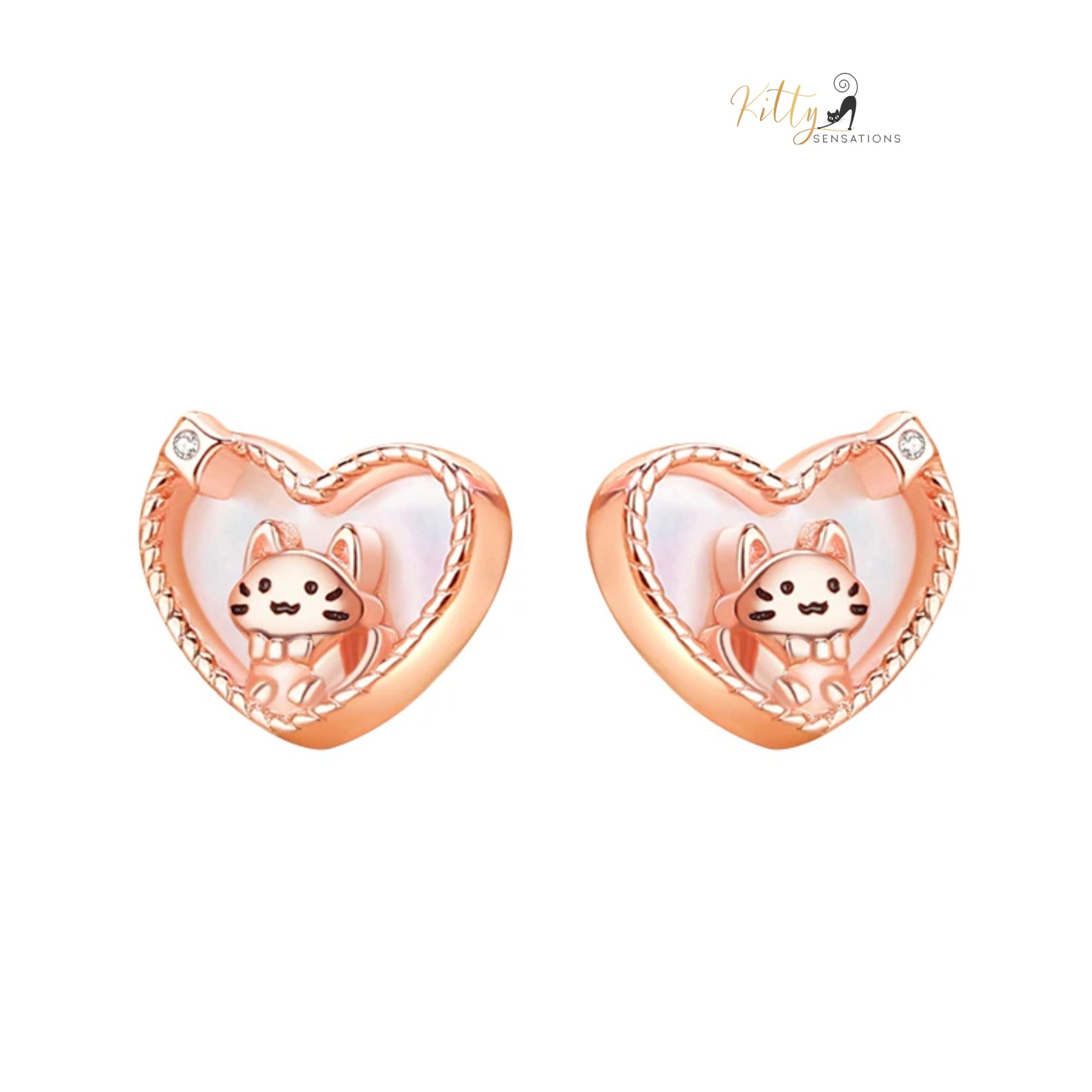 www.KittySensations.com: Raised Kitty in Heart Stud Earrings in Solid 925 Sterling Silver - Rose Gold Plated ($38.61): https://www.kittysensations.com/products/raised-kitty-in-heart-study-earrings-in-solid-925-sterling-silver-rose-gold-plated