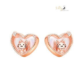 www.KittySensations.com: Raised Kitty in Heart Stud Earrings in Solid 925 Sterling Silver - Rose Gold Plated ($38.61): https://www.kittysensations.com/products/raised-kitty-in-heart-study-earrings-in-solid-925-sterling-silver-rose-gold-plated