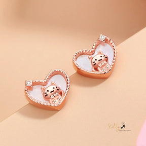 www.KittySensations.com: Raised Kitty in Heart Stud Earrings in Solid 925 Sterling Silver - Rose Gold Plated ($38.61): https://www.kittysensations.com/products/raised-kitty-in-heart-study-earrings-in-solid-925-sterling-silver-rose-gold-plated