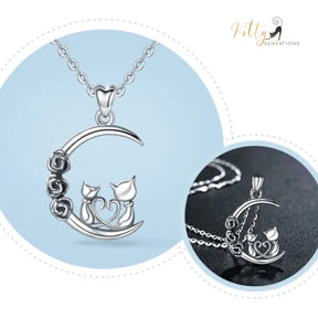 www.KittySensations.com: Roses and Moon Cat Couple Necklace in Solid 925 Sterling Silver ($42.50): https://www.kittysensations.com/products/roses-and-moon-cat-couple-necklace-in-solid-925-sterling-silver