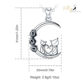 www.KittySensations.com: Roses and Moon Cat Couple Necklace in Solid 925 Sterling Silver ($42.50): https://www.kittysensations.com/products/roses-and-moon-cat-couple-necklace-in-solid-925-sterling-silver