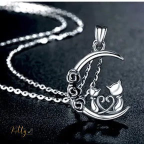 www.KittySensations.com: Roses and Moon Cat Couple Necklace in Solid 925 Sterling Silver ($42.50): https://www.kittysensations.com/products/roses-and-moon-cat-couple-necklace-in-solid-925-sterling-silver