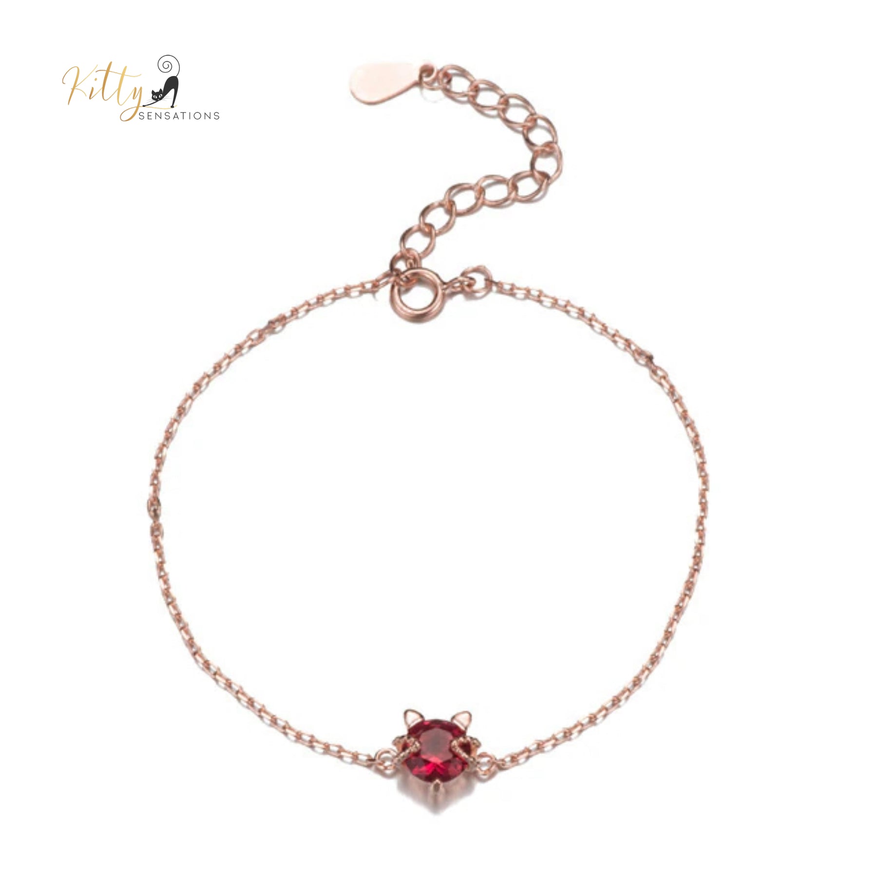 Ruby Red Cat Bracelet in Solid 925 Sterling Silver - Adjustable Length ($58.55): https://www.kittysensations.com/products/ruby-red-cat-bracelet-in-solid-925-sterling-silver-adjustable-length