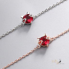 Ruby Red Cat Bracelet in Solid 925 Sterling Silver - Adjustable Length ($58.55): https://www.kittysensations.com/products/ruby-red-cat-bracelet-in-solid-925-sterling-silver-adjustable-length