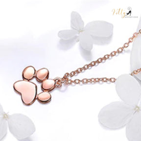 Solid Kitty Paw Necklace in Solid 925 Sterling Silver (Platinum or Rose Gold Plated)