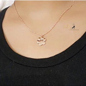 Solid Kitty Paw Necklace in Solid 925 Sterling Silver (Platinum or Rose Gold Plated)