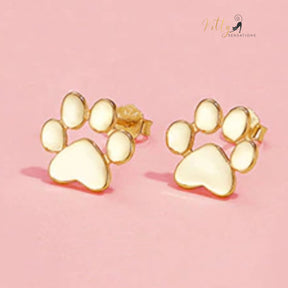 Solid Cat Paw Stud Earrings in Solid 925 Sterling Silver (Platinum or Gold Plated)