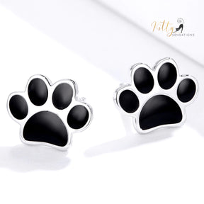Solid Cat Paw Stud Earrings in Solid 925 Sterling Silver (Platinum or Gold Plated)