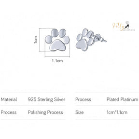 Solid Cat Paw Stud Earrings in Solid 925 Sterling Silver (Platinum or Gold Plated)