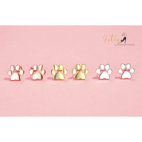 Solid Cat Paw Stud Earrings in Solid 925 Sterling Silver (Platinum or Gold Plated)