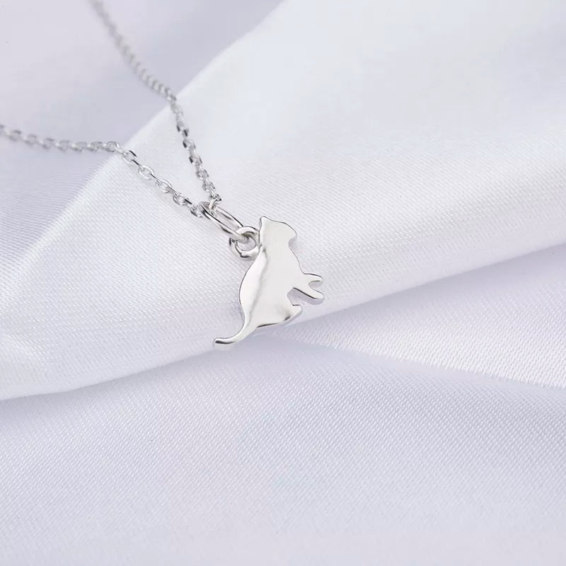 Tiny, Heavy Cat Necklace in Solid 925 Sterling Silver