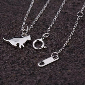Tiny, Heavy Cat Necklace in Solid 925 Sterling Silver