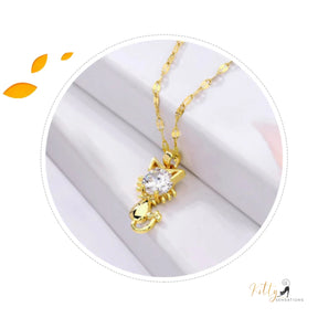 www.KittySensations.com: Tail-Bow Kitty CZ Necklace with Alternating Links Chain - Gold Plated ($15.65): https://www.kittysensations.com/products/tail-bow-kitty-necklace-with-alternating-links-chain-gold-plated