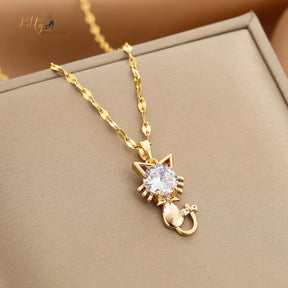 www.KittySensations.com: Tail-Bow Kitty CZ Necklace with Alternating Links Chain - Gold Plated ($15.65): https://www.kittysensations.com/products/tail-bow-kitty-necklace-with-alternating-links-chain-gold-plated