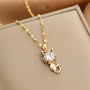 www.KittySensations.com: Tail-Bow Kitty CZ Necklace with Alternating Links Chain - Gold Plated ($15.65): https://www.kittysensations.com/products/tail-bow-kitty-necklace-with-alternating-links-chain-gold-plated