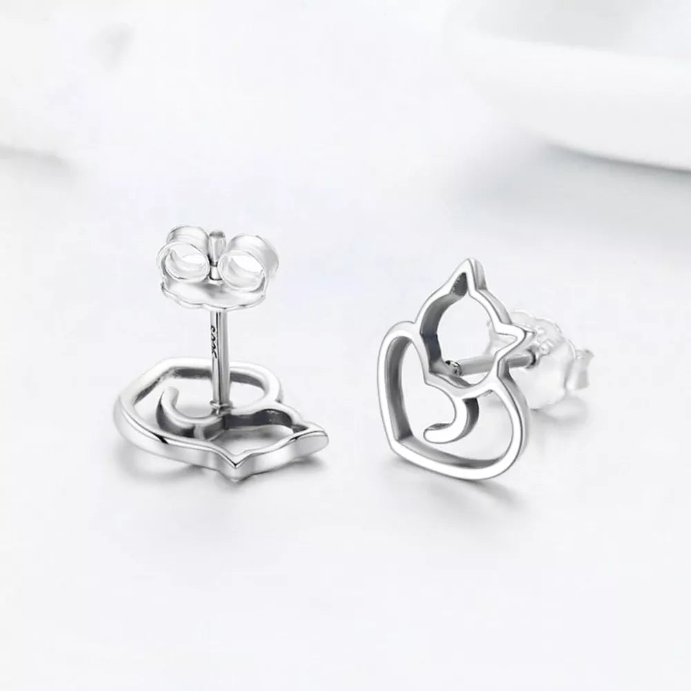 Cat Heart Set in Solid 925 Sterling Silver