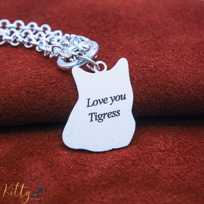 KittySensations™ Custom Cat Charm Bracelet with Personal Engraving in Solid 925 Sterling Silver or Gold Plated Titanium - Your Choice! ($59.95)