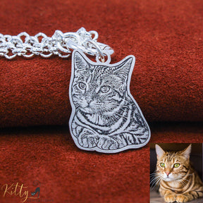 KittySensations™ Custom Cat Charm Bracelet with Personal Engraving in Solid 925 Sterling Silver or Gold Plated Titanium - Your Choice!