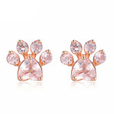 cat paw earrings in rose gold on white background 12860190-pink