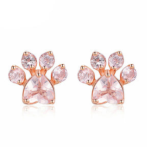 cat paw earrings in rose gold on white background 12860190-pink