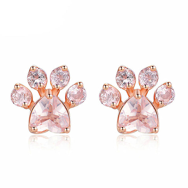 Cat Paw Earrings in Rose Gold Made by Hand
