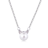 pearl cat necklace in sterling silver on white background 5770505-silver-plated