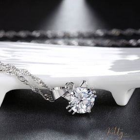 cubic zirconia cat necklace in sterling silver 3975943-silver-plated-white