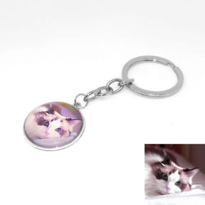 custom photo cat keychain with cat picture lying on white background 4706062-k1-silver